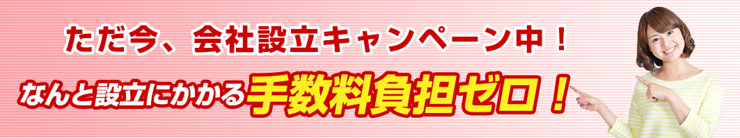 会社設立手数料負担ゼロ