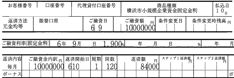横浜信金・1,000万